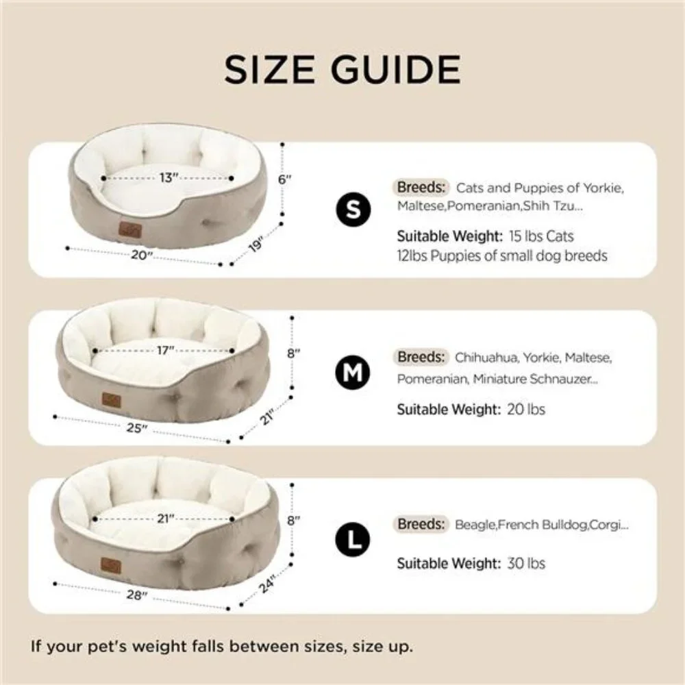 Small Dog Bed Round Cat Bed Indoor Puppy Kitten Washable Pet Bed Grey 20 Inch